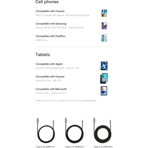 Kabel Baseus High Definition Series USB-C - HDMI 2.0 4K 60Hz 2m czarny