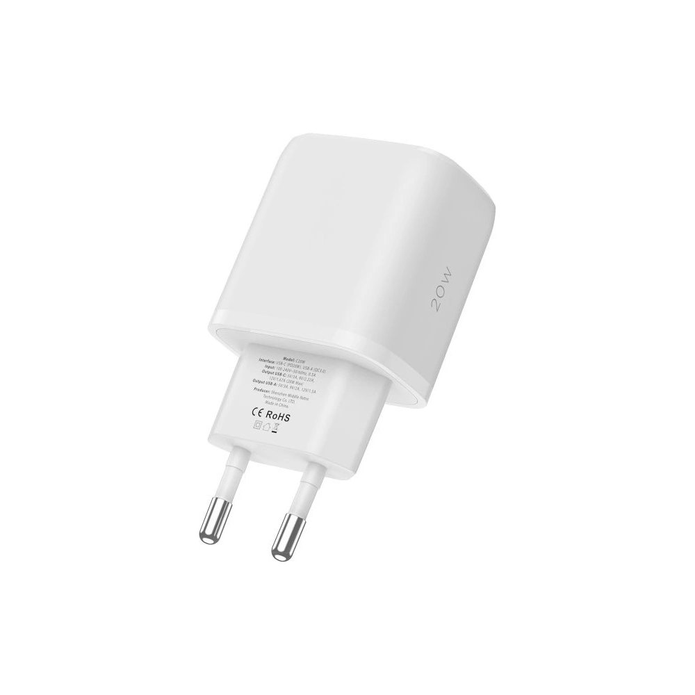 Hurtownia GSM - Încărcător de rețea Tech-Protect C20W Încărcător de rețea cu 2 porturi PD 20W QC 3.0 Alb - THP1169WHT - {ean13} - Hurt