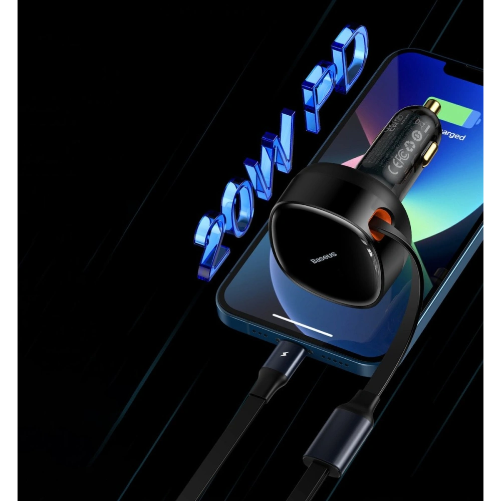 Hurtownia GSM - Ładowarka samochodowa Baseus Enjoyment 2w1 30W czarny - BSU3437BLK - {ean13} - Hurt