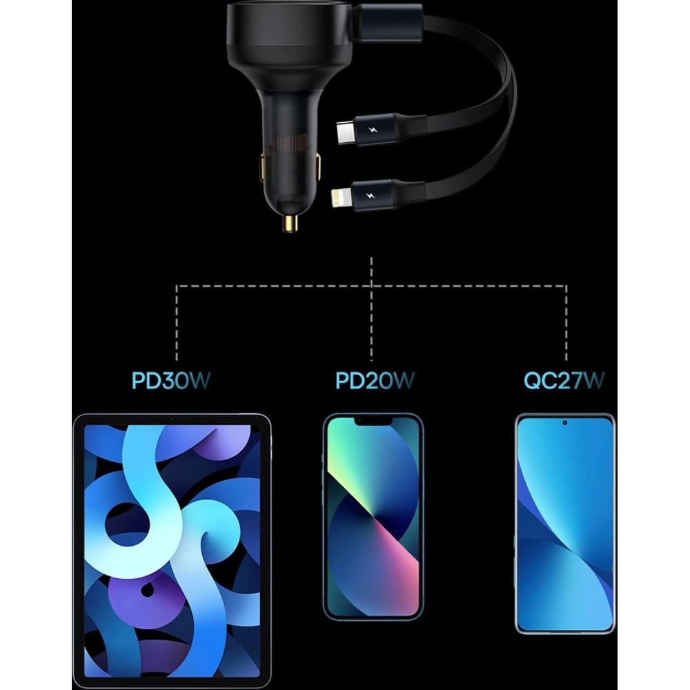 Hurtownia GSM - Autonabíječka Baseus Enjoyment 2w1 30W černá - BSU3437BLK - {ean13} - Hurt