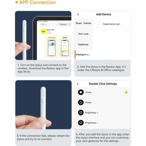 Rysik pojemnościowy Baseus do iPad biały + kabel USB-C 3A 0.3m
