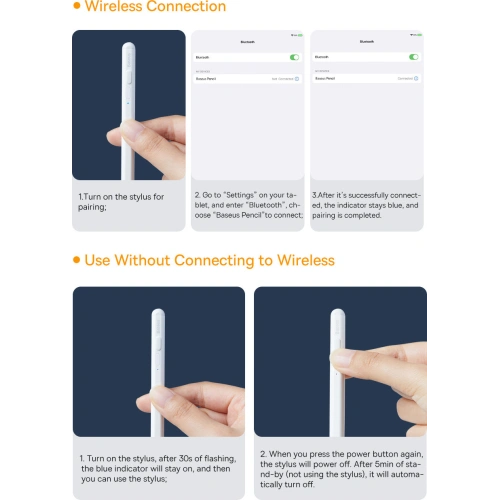Rysik pojemnościowy Baseus do iPad biały + kabel USB-C 3A 0.3m