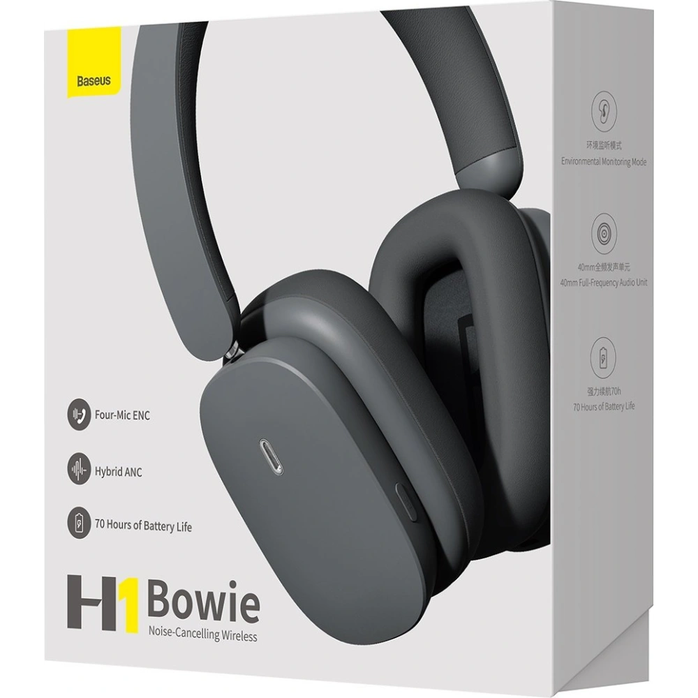 Wholesale Baseus Bowie H1 Wireless Headphones Bluetooth 5.2 ANC gray - BSU3441GRY - {ean13} - Hurt