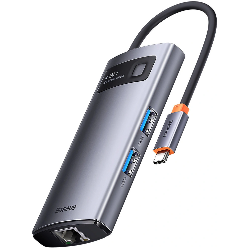 Hurtownia GSM - Hub Baseus Metal Gleam Series 4w1 USB-C - 3 x USB 3.2 Gen.1 + RJ45 - BSU3443 - {ean13} - Hurt