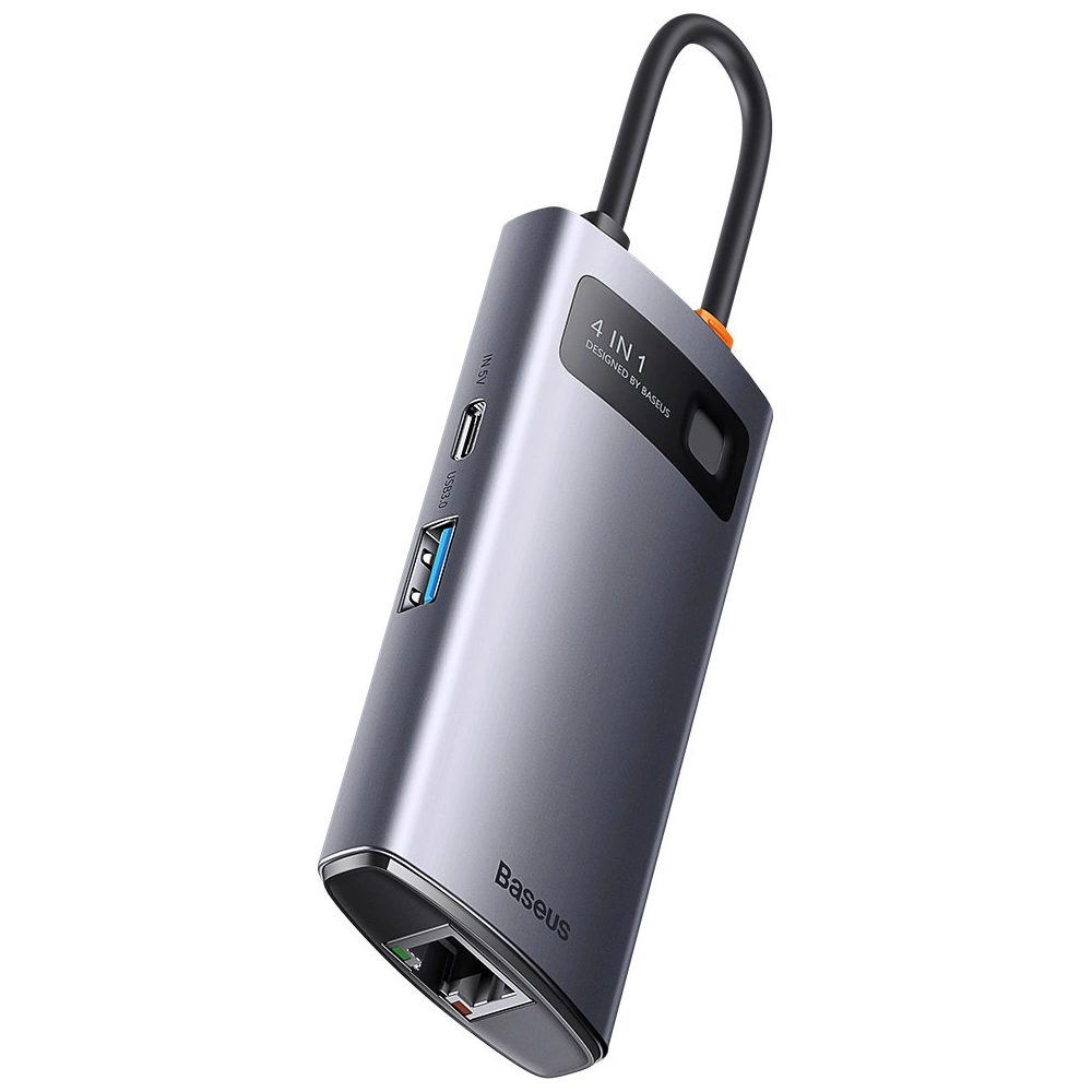 Wholesale Baseus Metal Gleam Series HUB 4in1 USB-C - 3 x USB 3.2 Gen.1 + RJ45 - BSU3443 - {ean13} - Hurt
