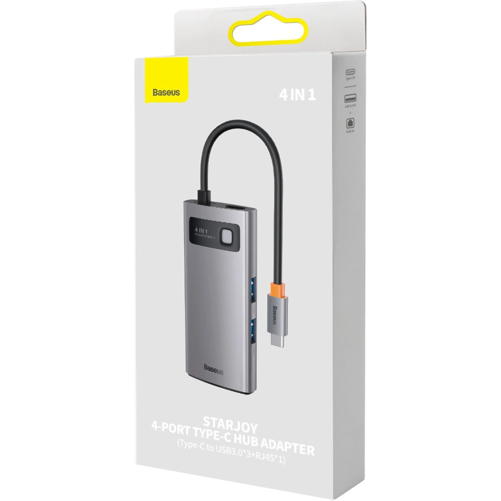 Hurtownia GSM - Hub Baseus Metal Gleam Series 4w1 USB-C - 3 x USB 3.2 Gen.1 + RJ45 - BSU3443 - {ean13} - Hurt