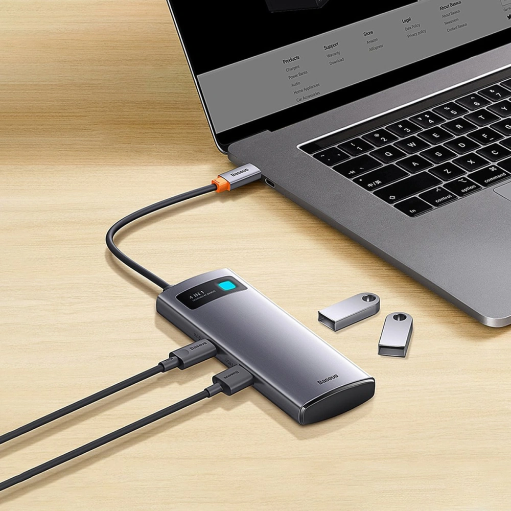 Hurtownia GSM - Hub Baseus Metal Gleam Series 4w1 USB-C - 3 x USB 3.2 Gen.1 + RJ45 - BSU3443 - {ean13} - Hurt