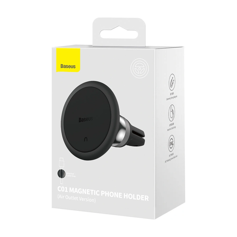 Hurtownia GSM - Magnetyczny uchwyt samochodowy Baseus C01 Air Vent czarny - BSU3446BLK - {ean13} - Hurt