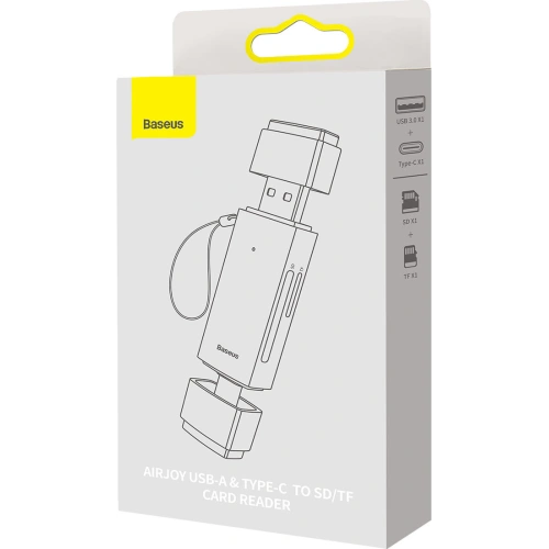 Czytnik kart SD/TF Baseus Lite Series USB-A/USB-C szary