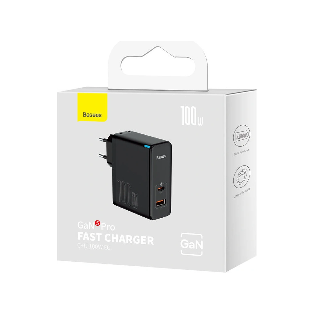 Hurtownia GSM - Ładowarka sieciowa Baseus GaN5 Pro USB-C/USB 100W PD 3.0 QC4 .0+ AFC czarny - BSU3449BLK - {ean13} - Hurt