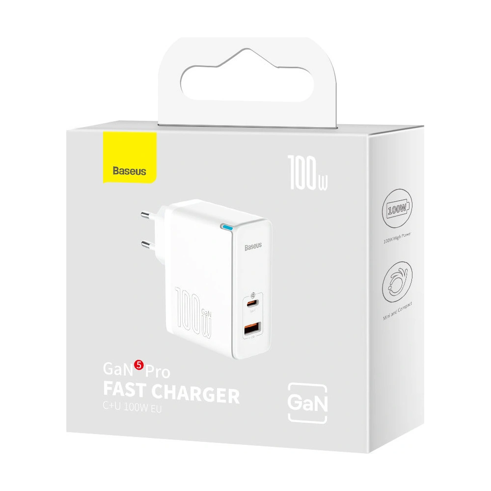 Hurtownia GSM - Ładowarka sieciowa Baseus GaN5 Pro USB-C/USB 100W PD 3.0 QC4 .0+ AFC biały - BSU3450WHT - {ean13} - Hurt