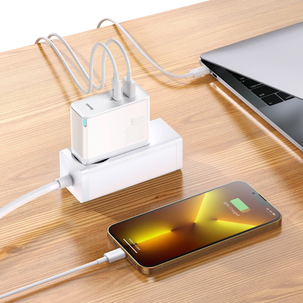 Hurtownia GSM - Ładowarka sieciowa Baseus GaN5 Pro USB-C/USB 100W PD 3.0 QC4 .0+ AFC biały - BSU3450WHT - {ean13} - Hurt