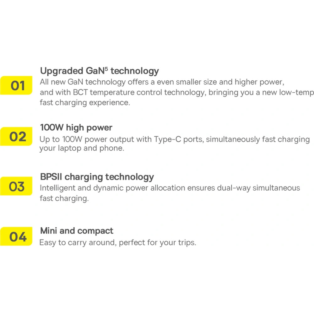 Wholesale Baseus GaN5 Pro Wall Charger USB-C/USB 100W PD 3.0 QC4 .0+ AFC white - BSU3450WHT - {ean13} - Hurt