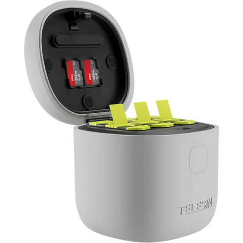 Wodoodporna ładowarka trójkanałowa Allin Box Telesin dla GoPro Hero 9 / Hero 10 + 3 akumulatory (GP-BTR-906-GY-B)
