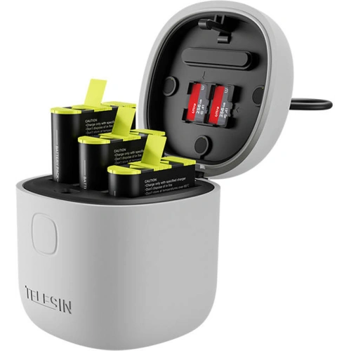 Wodoodporna ładowarka trójkanałowa Allin Box Telesin dla GoPro Hero 9 / Hero 10 + 3 akumulatory (GP-BTR-906-GY-B)