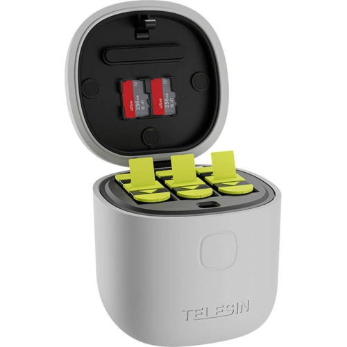Wodoodporna ładowarka trójkanałowa Allin Box Telesin dla GoPro Hero 9 / Hero 10 + 3 akumulatory (GP-BTR-906-GY-B)