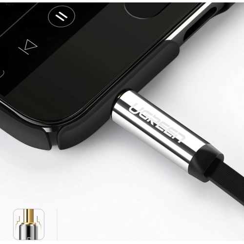 Płaski kabel UGREEN audio AUX 3,5mm mini jack 5m srebrny