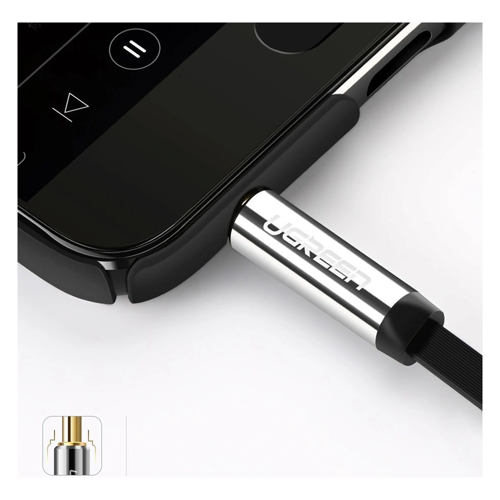 Hurtownia GSM - Plochý kabel UGREEN audio AUX 3,5mm mini jack 5m stříbrný - UGR1330SLV - {ean13} - Hurt