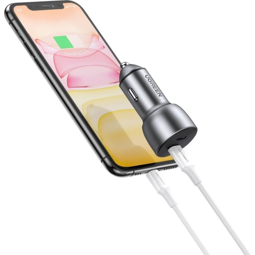 Ładowarka samochodowa UGREEN CD213 2x USB-C QC3.0 PD 3.0 36W FCP AFC 3A szary