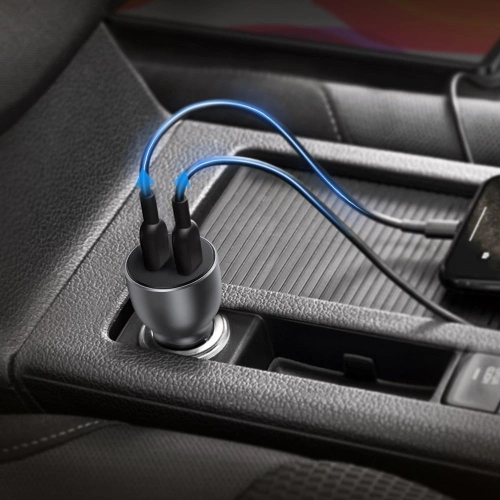 Ładowarka samochodowa UGREEN CD213 2x USB-C QC3.0 PD 3.0 36W FCP AFC 3A szary