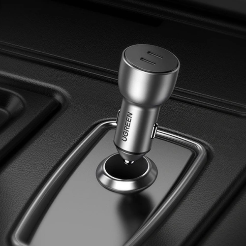 Ładowarka samochodowa UGREEN CD213 2x USB-C QC3.0 PD 3.0 36W FCP AFC 3A szary