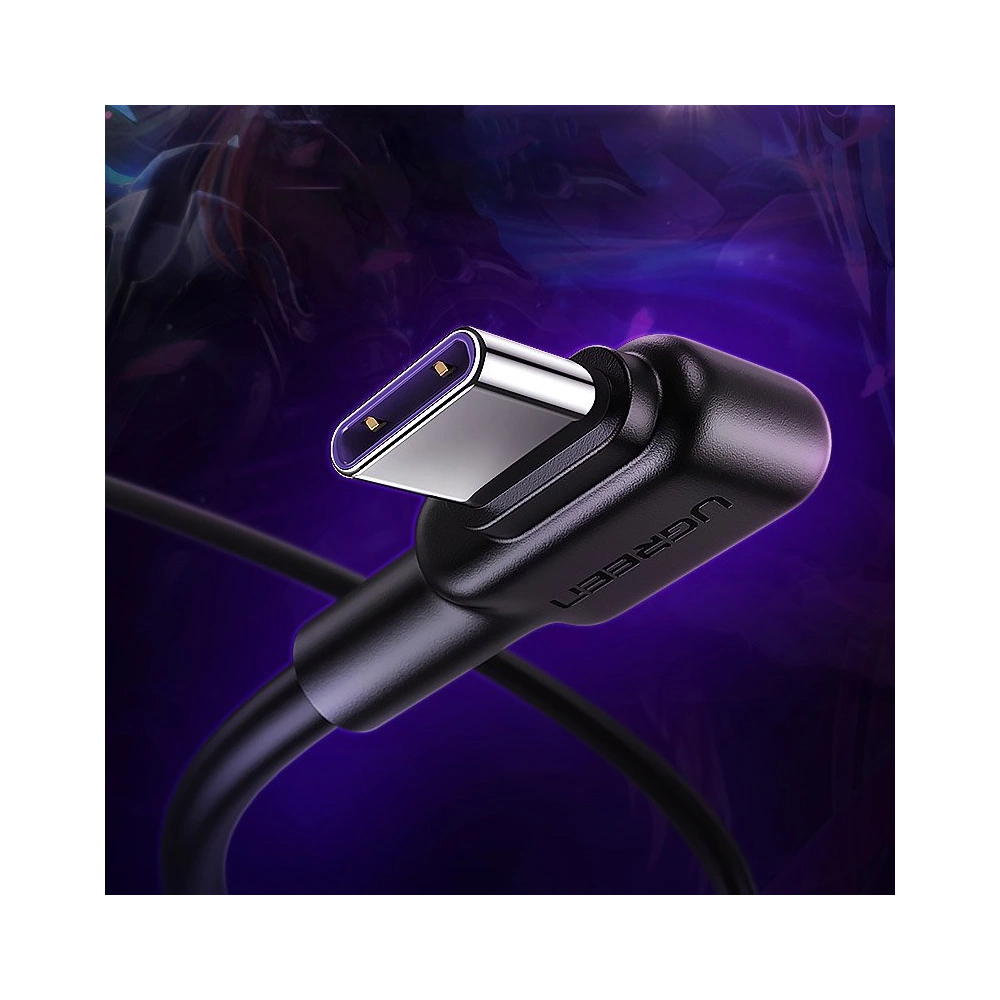 Hurtownia GSM - Úhlový kabel UGREEN US307 USB-A - USB-C QC 3.0 SCP FCP 5A 2m černý - UGR1332BLK - {ean13} - Hurt