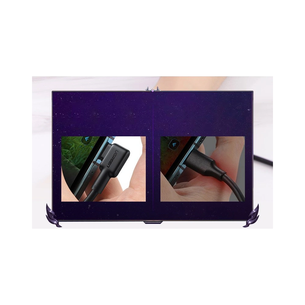 Wholesale UGREEN US307 angle cable with side USB plug - USB Type C 5 A Quick Charge 3.0 SCP FCP 2 m black - UGR1332BLK - {ean13} - Hurt