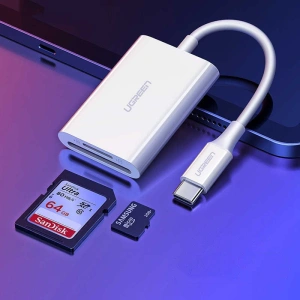 Wholesale UGREEN CM265 memory card reader OTG SD 4.0 / micro SD (TF) 4.0 (UHS-II, UHS-2 - 280 MBps) to USB Type C 3.2 Gen 1 white - UGR1338WHT - {ean13} - Hurt