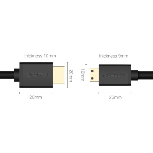 Kabel UGREEN HD108 HDMI (męski) - mini HDMI (męski) 3D Ethernet ARC 1m czarny