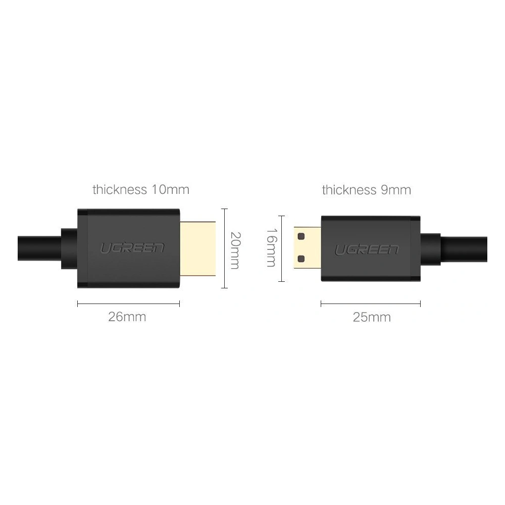 Hurtownia GSM - Kabel UGREEN HD108 HDMI (samec) - mini HDMI (samec) 3D Ethernet ARC 1m černý - UGR1343BLK - {ean13} - Hurt