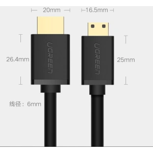 Hurtownia GSM - Kabel UGREEN HD108 HDMI (męski) - mini HDMI (męski) 3D Ethernet ARC 1m czarny - UGR1343BLK - {ean13} - Hurt