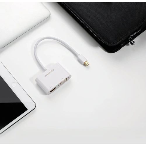 Adapter UGREEN MD108 HDMI / VGA - mini DisplayPort 4K@30Hz FullHD 1080p biały