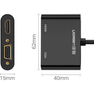 Hurtownia GSM - Adapter UGREEN MD108 HDMI / VGA - mini DisplayPort 4K@30Hz FullHD 1080p biały - UGR1344WHT - {ean13} - Hurt