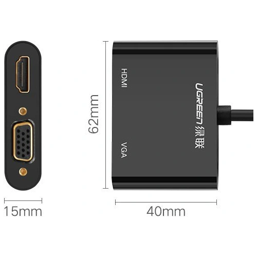 Adapter UGREEN MD108 HDMI / VGA - mini DisplayPort 4K@30Hz FullHD 1080p biały