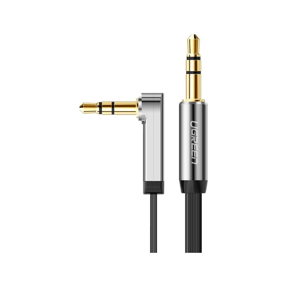 Hurtownia GSM - Úhlový plochý kabel UGREEN AV119 audio AUX 3,5mm mini jack 0,5m černý - UGR1347BLK - {ean13} - Hurt