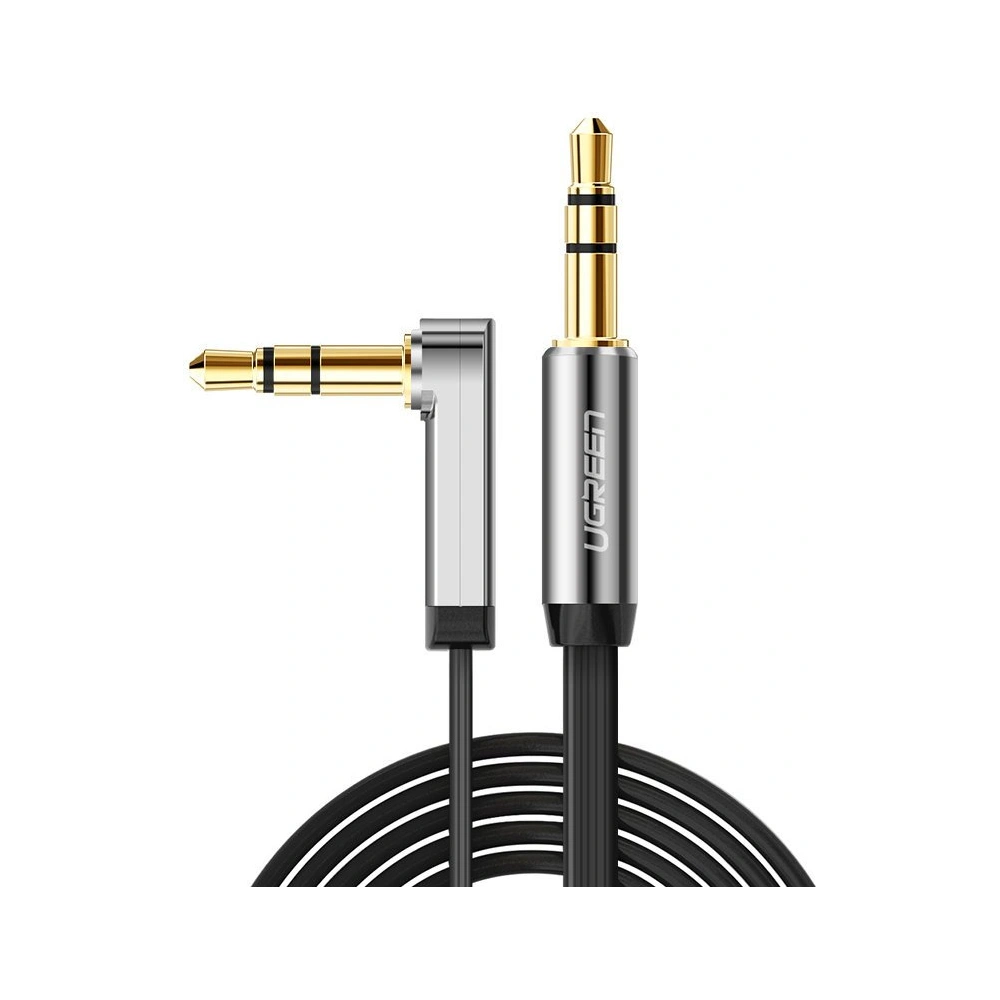 Hurtownia GSM - Úhlový plochý kabel UGREEN AV119 audio AUX 3,5mm mini jack 0,5m černý - UGR1347BLK - {ean13} - Hurt