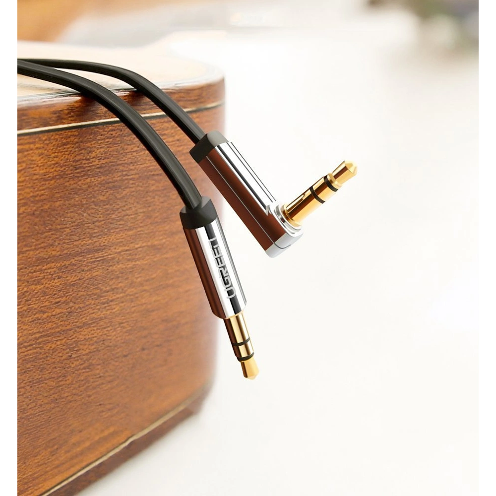Hurtownia GSM - Úhlový plochý kabel UGREEN AV119 audio AUX 3,5mm mini jack 0,5m černý - UGR1347BLK - {ean13} - Hurt