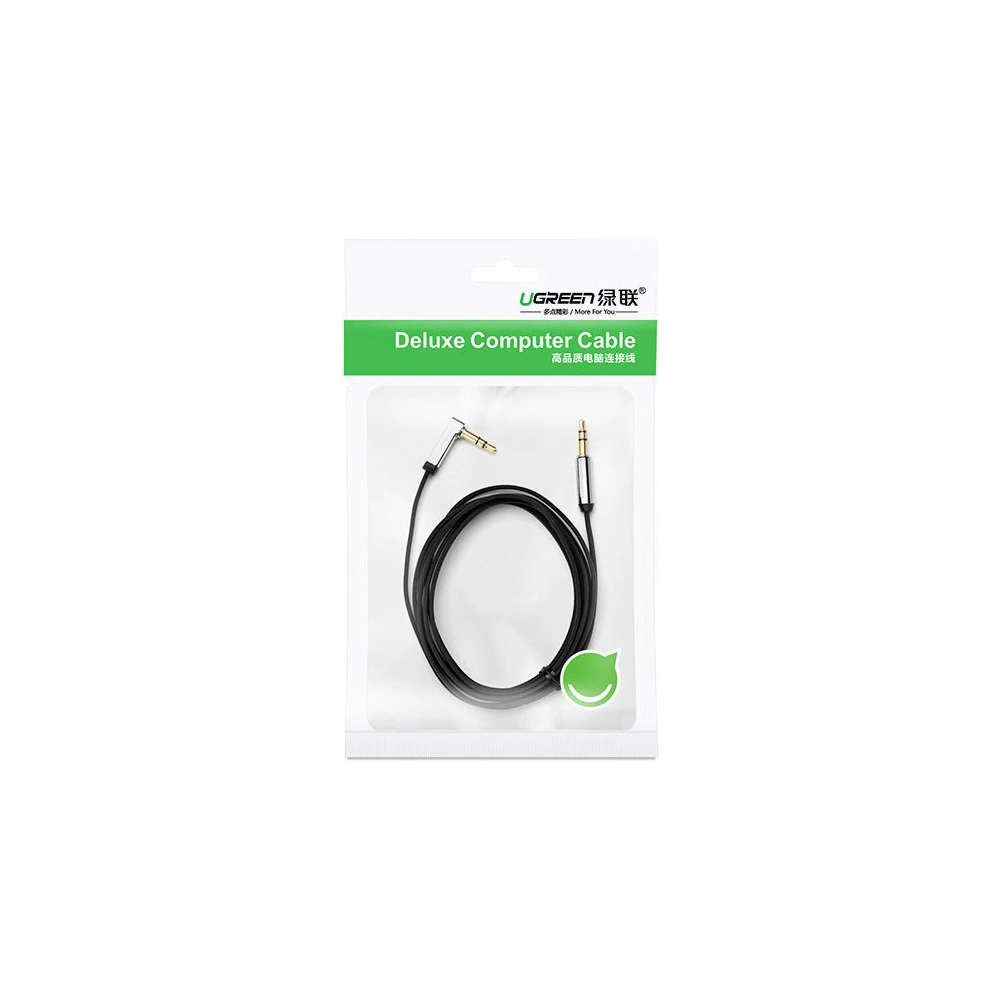 Hurtownia GSM - Úhlový plochý kabel UGREEN AV119 audio AUX 3,5mm mini jack 0,5m černý - UGR1347BLK - {ean13} - Hurt
