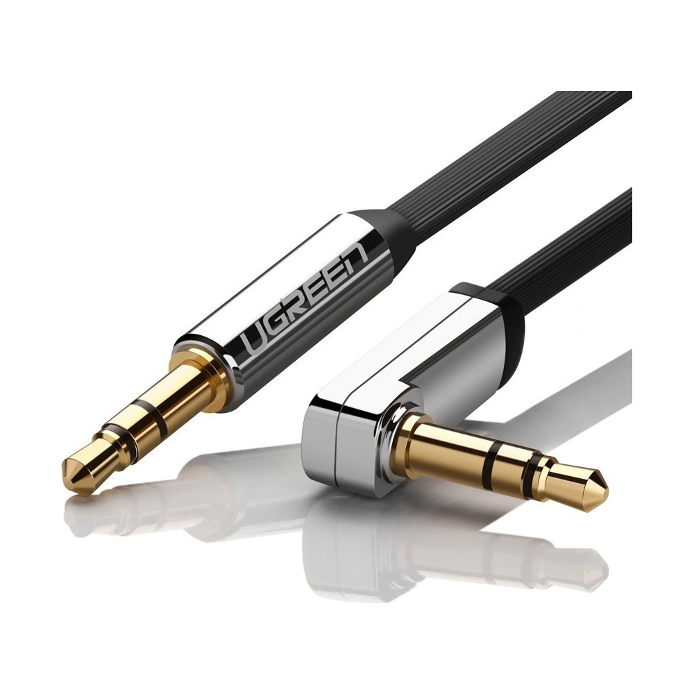 Hurtownia GSM - Úhlový plochý kabel UGREEN AV119 audio AUX 3,5mm mini jack 0,5m černý - UGR1347BLK - {ean13} - Hurt