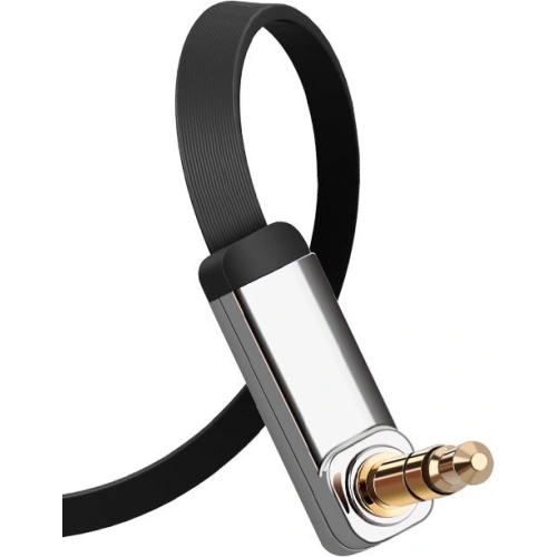Kątowy płaski kabel UGREEN AV119 audio AUX 3,5mm mini jack 0,5m czarny
