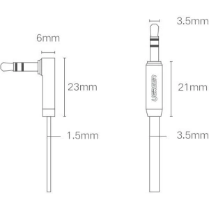 Wholesale UGREEN AV119 flat angled cable AUX audio cable 3.5 mm mini jack 0.5 m black - UGR1347BLK - {ean13} - Hurt