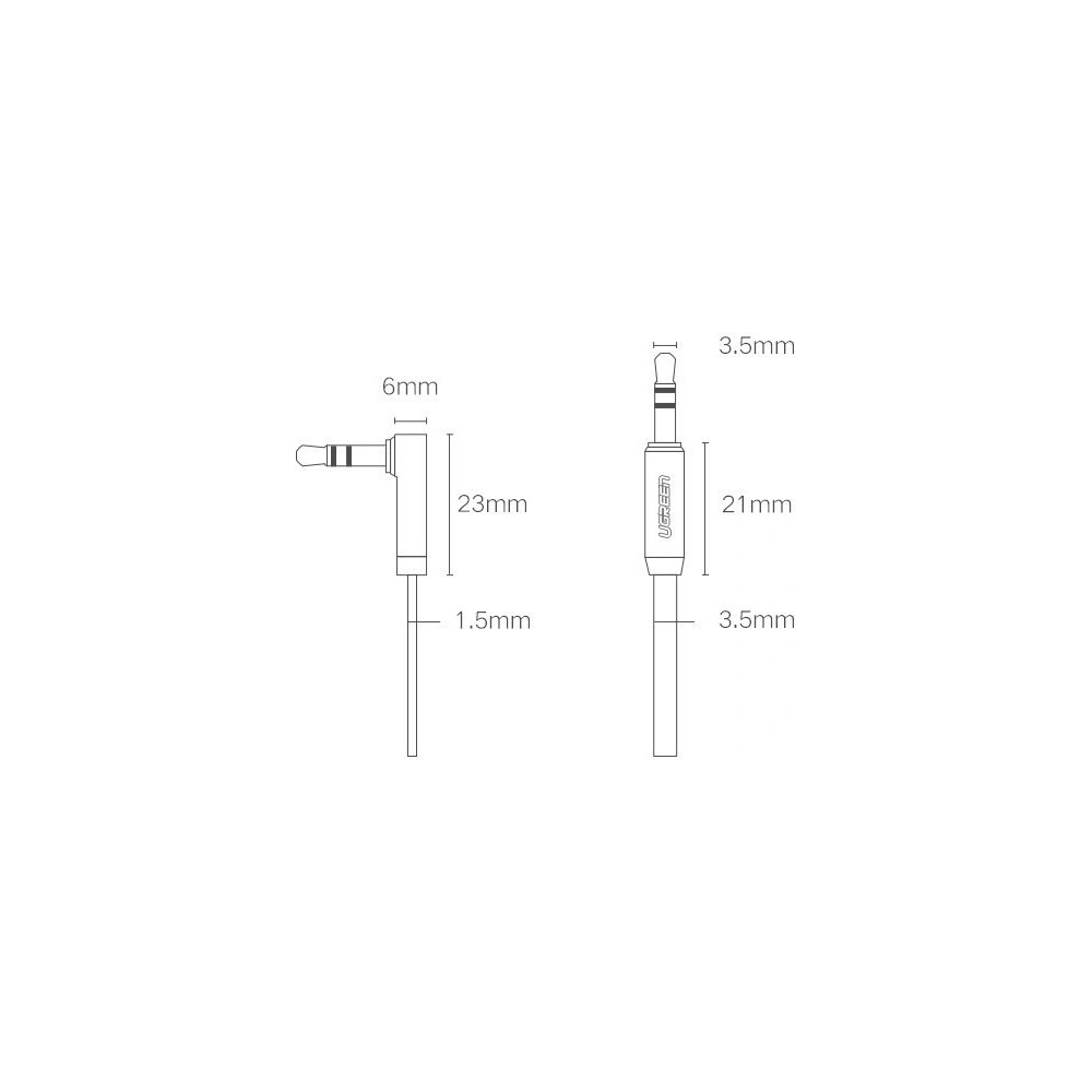 Hurtownia GSM - Úhlový plochý kabel UGREEN AV119 audio AUX 3,5mm mini jack 0,5m černý - UGR1347BLK - {ean13} - Hurt