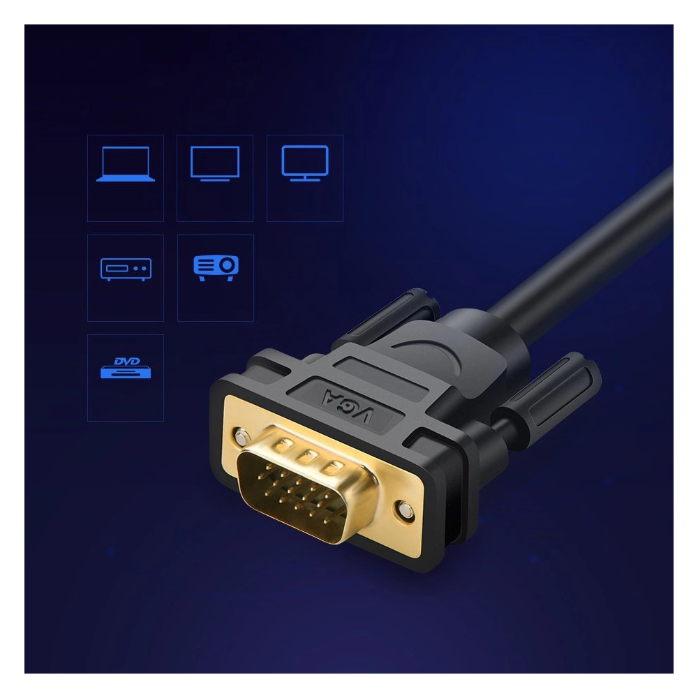 Hurtownia GSM - Kabel UGREEN VG101 VGA (samec) - VGA (samec) FHD 1,5m černý - UGR1349BLK - {ean13} - Hurt