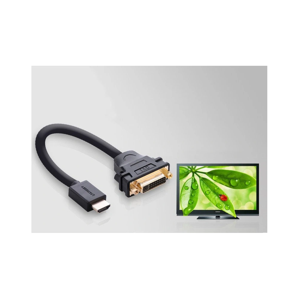 Hurtownia GSM - Kabel UGREEN DVI 24+5 pin (ženský) - HDMI (mužský) 22cm černý - UGR1350BLK - {ean13} - Hurt
