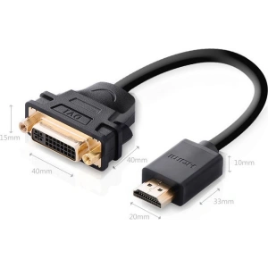Hurtownia GSM - Kabel UGREEN DVI 24+5 pin (żeński) - HDMI (męski) 22cm czarny - UGR1350BLK - {ean13} - Hurt