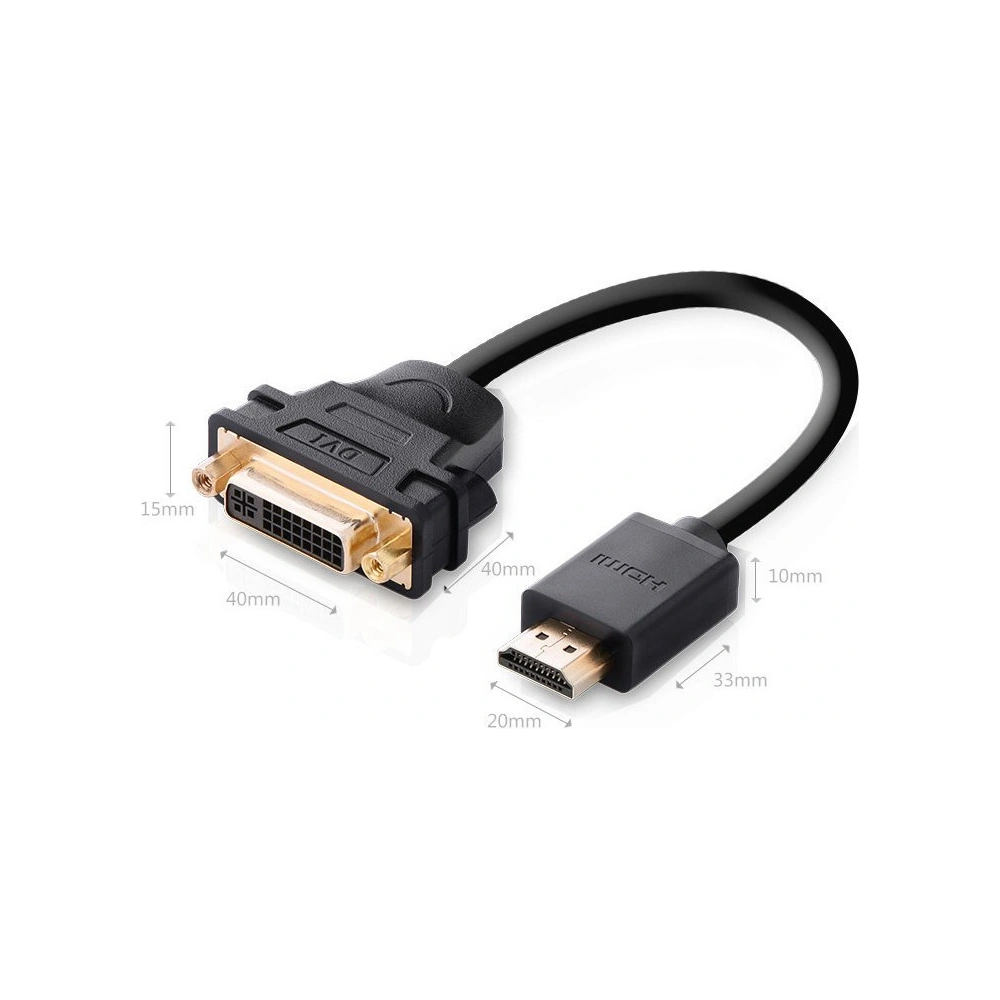 Hurtownia GSM - Kabel UGREEN DVI 24+5 pin (żeński) - HDMI (męski) 22cm czarny - UGR1350BLK - {ean13} - Hurt
