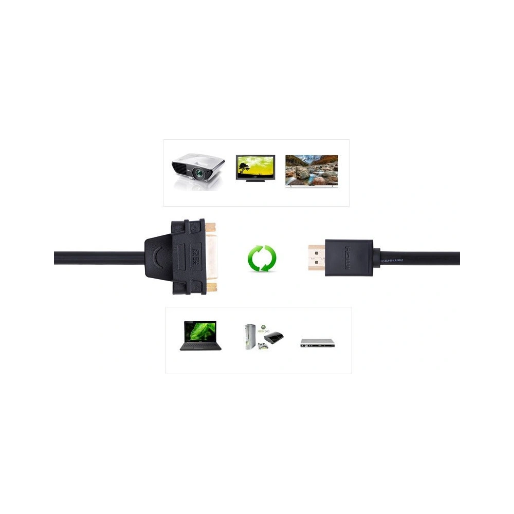 Hurtownia GSM - Kabel UGREEN DVI 24+5 pin (ženský) - HDMI (mužský) 22cm černý - UGR1350BLK - {ean13} - Hurt