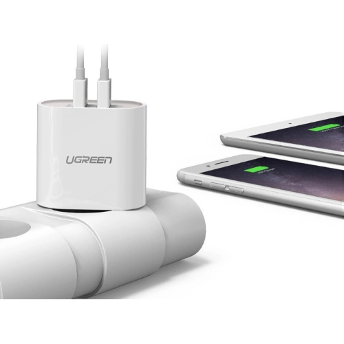 Ładowarka sieciowa UGREEN CD104 2x USB 3,4A biały
