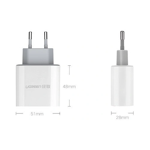 Ładowarka sieciowa UGREEN CD104 2x USB 3,4A biały