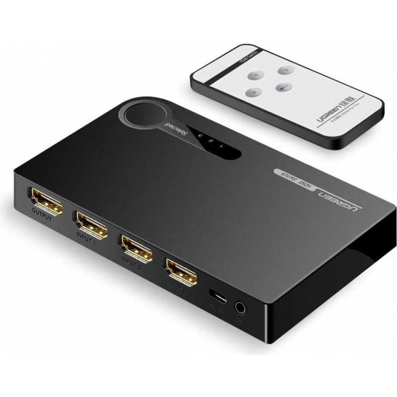 Ugreen Distributor - 6957303842346 - UGR1355BLK - UGREEN switch splitter splitter switch HDMI - 3x HDMI 3D 4K 7.5 Gbps 36 bit per channel black - B2B homescreen